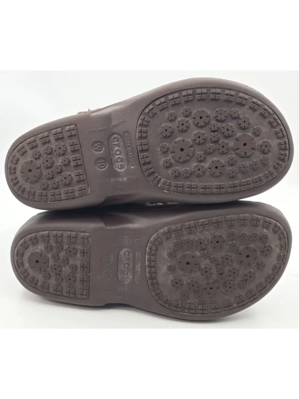 Crocs Tall Winter Boots Brown Faux Fur Lining & Cuff Pull On Comfort Women's 10